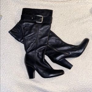 Fossil heeled leather boots